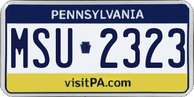 PA license plate MSU2323