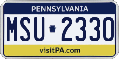 PA license plate MSU2330