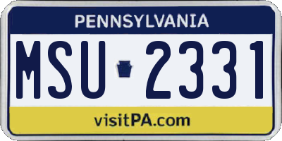 PA license plate MSU2331