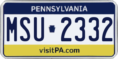 PA license plate MSU2332