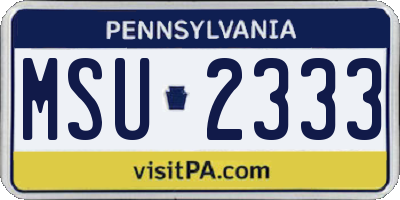 PA license plate MSU2333
