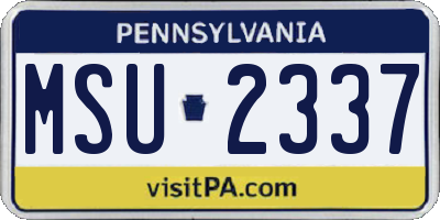 PA license plate MSU2337