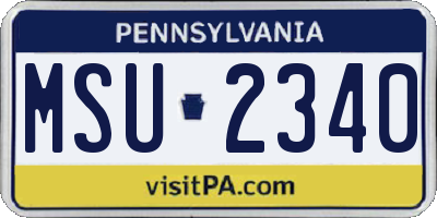 PA license plate MSU2340