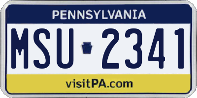 PA license plate MSU2341