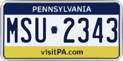 PA license plate MSU2343