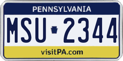 PA license plate MSU2344