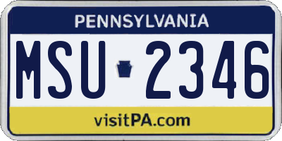 PA license plate MSU2346