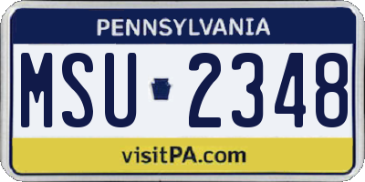 PA license plate MSU2348