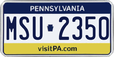 PA license plate MSU2350