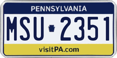 PA license plate MSU2351