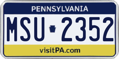 PA license plate MSU2352