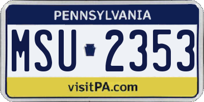 PA license plate MSU2353