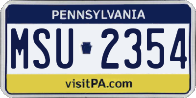 PA license plate MSU2354