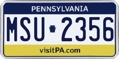 PA license plate MSU2356