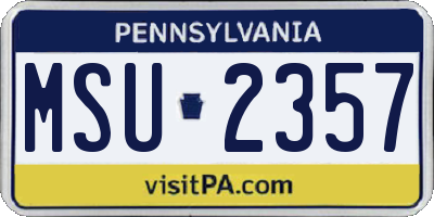PA license plate MSU2357