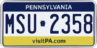 PA license plate MSU2358