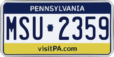 PA license plate MSU2359