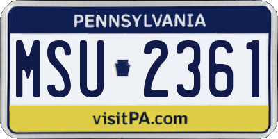 PA license plate MSU2361