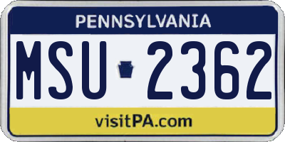 PA license plate MSU2362