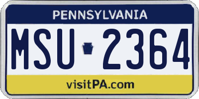 PA license plate MSU2364