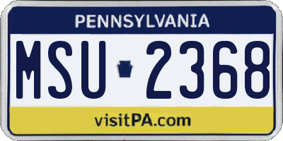 PA license plate MSU2368
