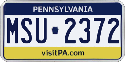 PA license plate MSU2372
