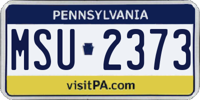PA license plate MSU2373