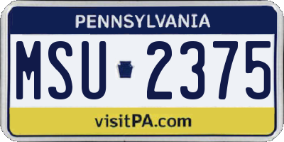 PA license plate MSU2375