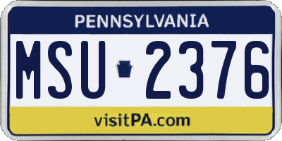 PA license plate MSU2376