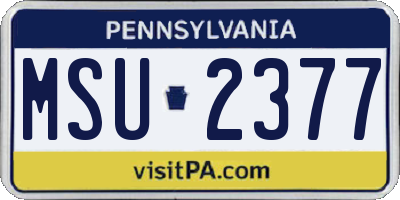 PA license plate MSU2377