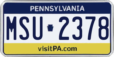 PA license plate MSU2378