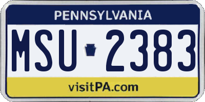 PA license plate MSU2383