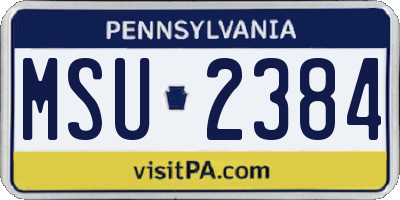 PA license plate MSU2384