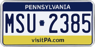 PA license plate MSU2385