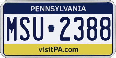 PA license plate MSU2388