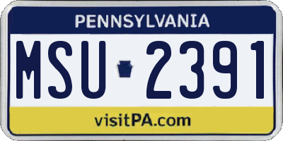 PA license plate MSU2391