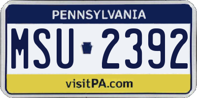 PA license plate MSU2392