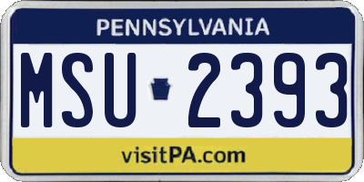 PA license plate MSU2393
