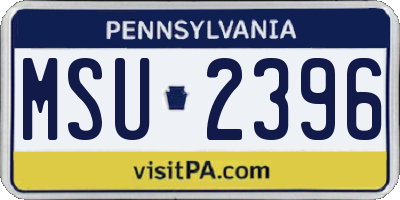 PA license plate MSU2396