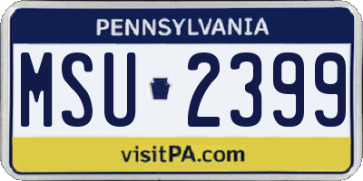 PA license plate MSU2399