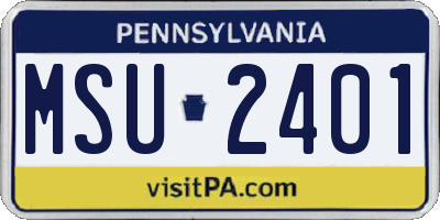 PA license plate MSU2401