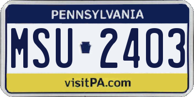 PA license plate MSU2403