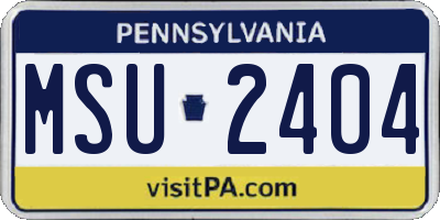 PA license plate MSU2404