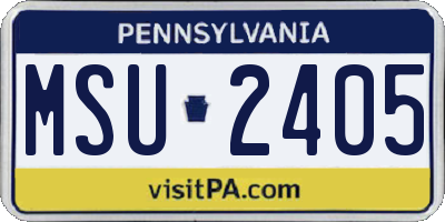 PA license plate MSU2405