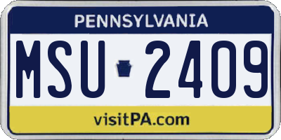PA license plate MSU2409