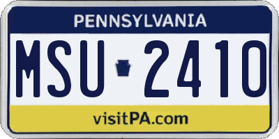 PA license plate MSU2410