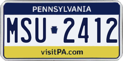 PA license plate MSU2412