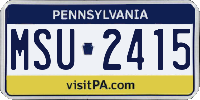 PA license plate MSU2415