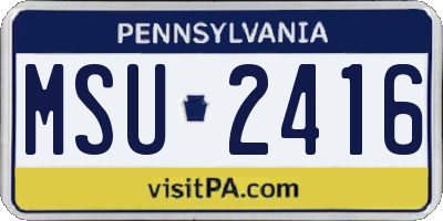 PA license plate MSU2416