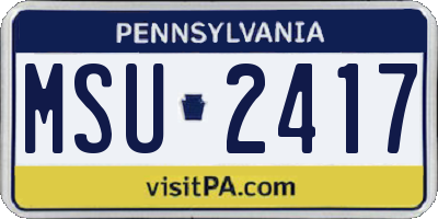 PA license plate MSU2417